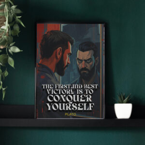 "Conquer Yourself" Natural Wood Framed Canvas Wall Art - 289807fe-d36a-407d-a896-6742313a3e1b